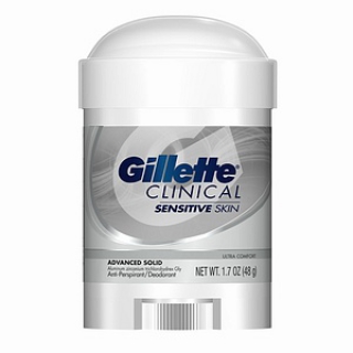 Gillette Clinical Strength Antiperspirant & Deodorant, Sensitive Skin 2.6 oz 78g 3 Tubes packaging