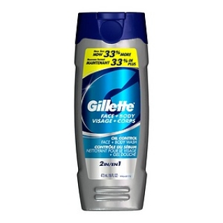Gillette Face + Body Wash, Oil Control 16 oz (473 ml) 3 Bottles packaging